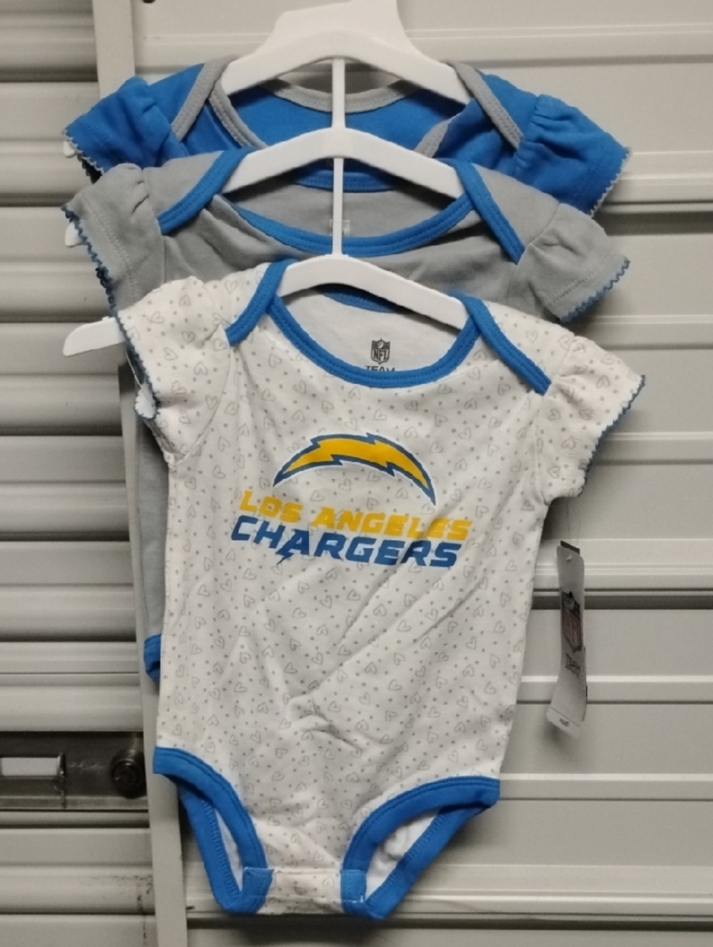 Los Angeles Chargers Baby Girl Bodysuit Set - White & Blue